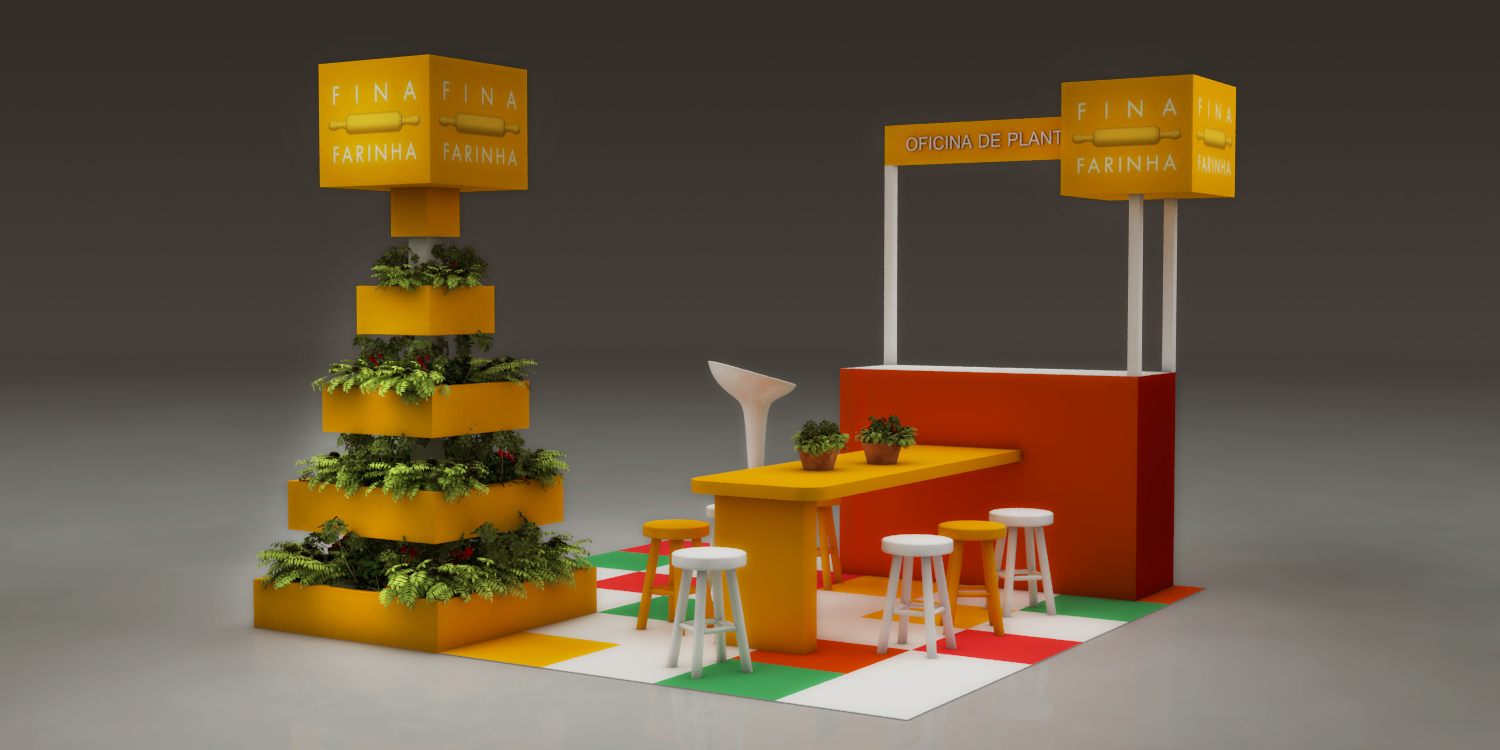 Fina Farinha: arquitetura promocional em render e escala real - imagem 1