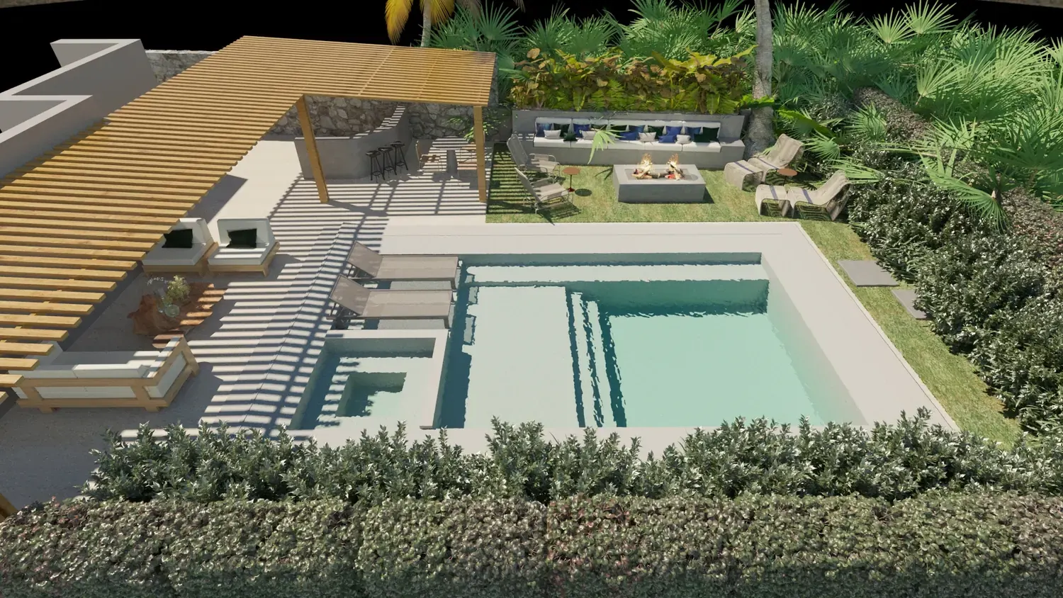 Piscina: lazer residencial com sombra, fogo e permanência - imagem 1