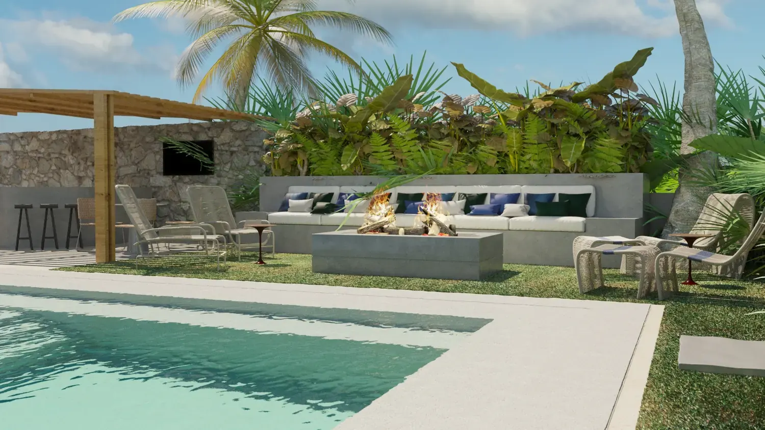 Piscina: lazer residencial com sombra, fogo e permanência - imagem 3