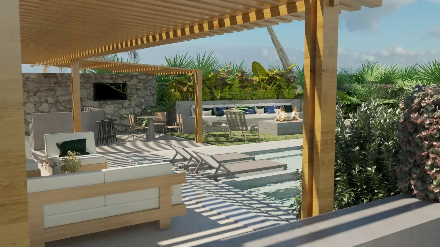 Piscina: lazer residencial com sombra, fogo e permanência - imagem 4