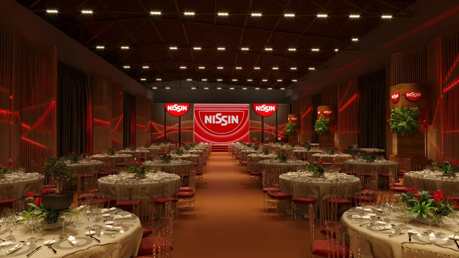 Nissin: jantar corporativo com sabor, vermelho e memória de marca