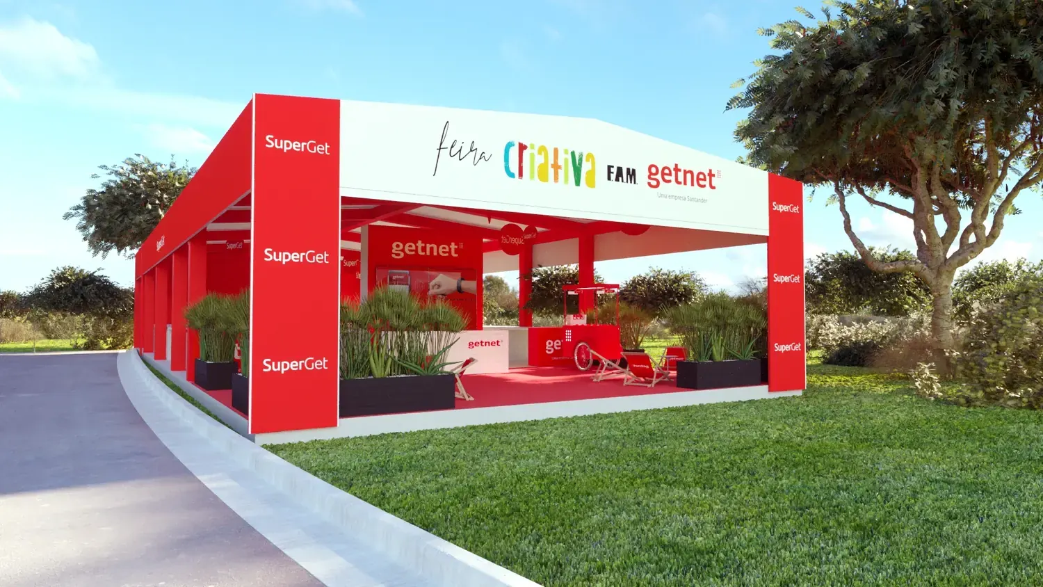 Getnet: pagamentos digitais em estande vermelho de aproximação - imagem 1