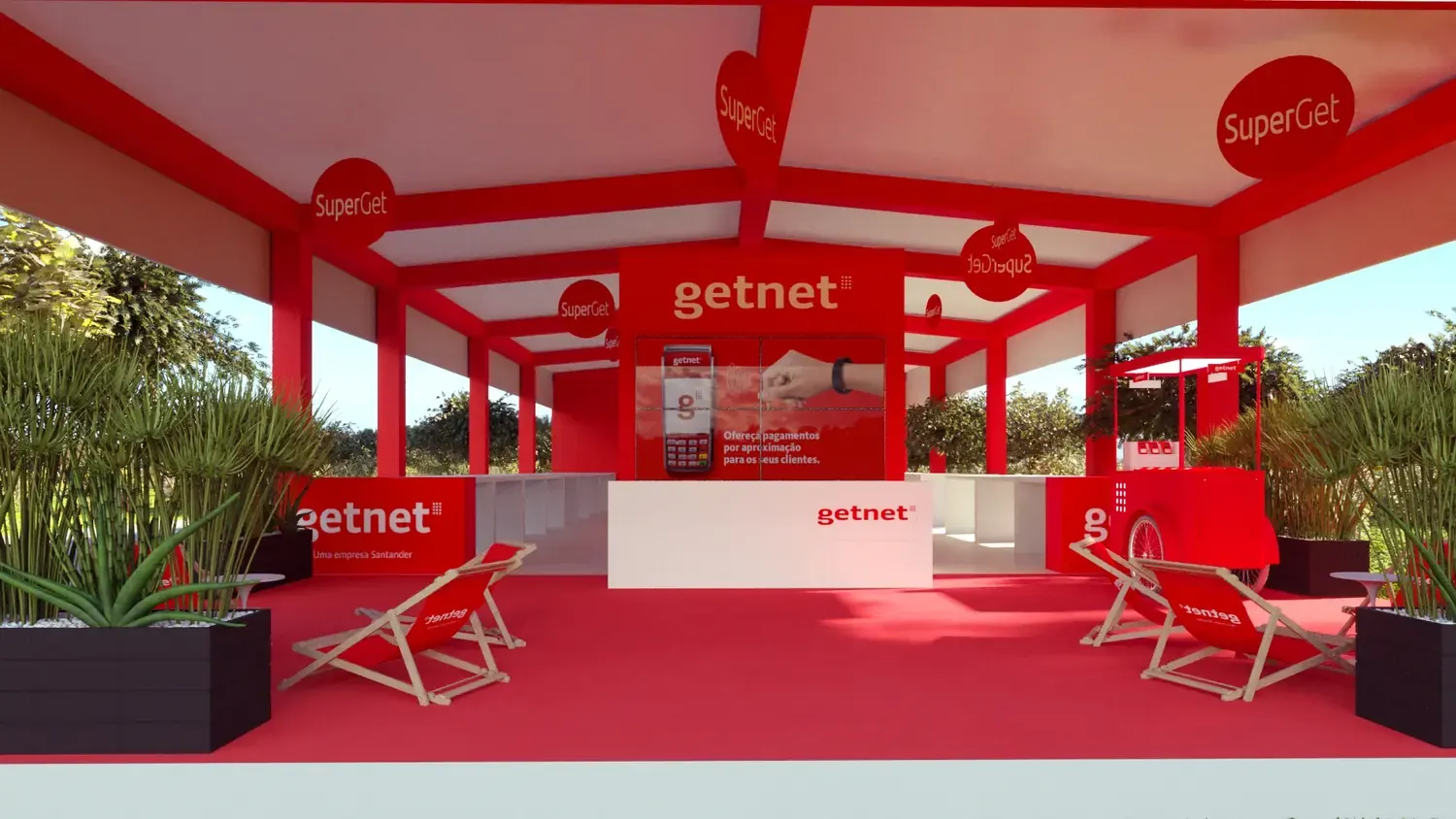 Getnet: pagamentos digitais em estande vermelho de aproximação - imagem 2
