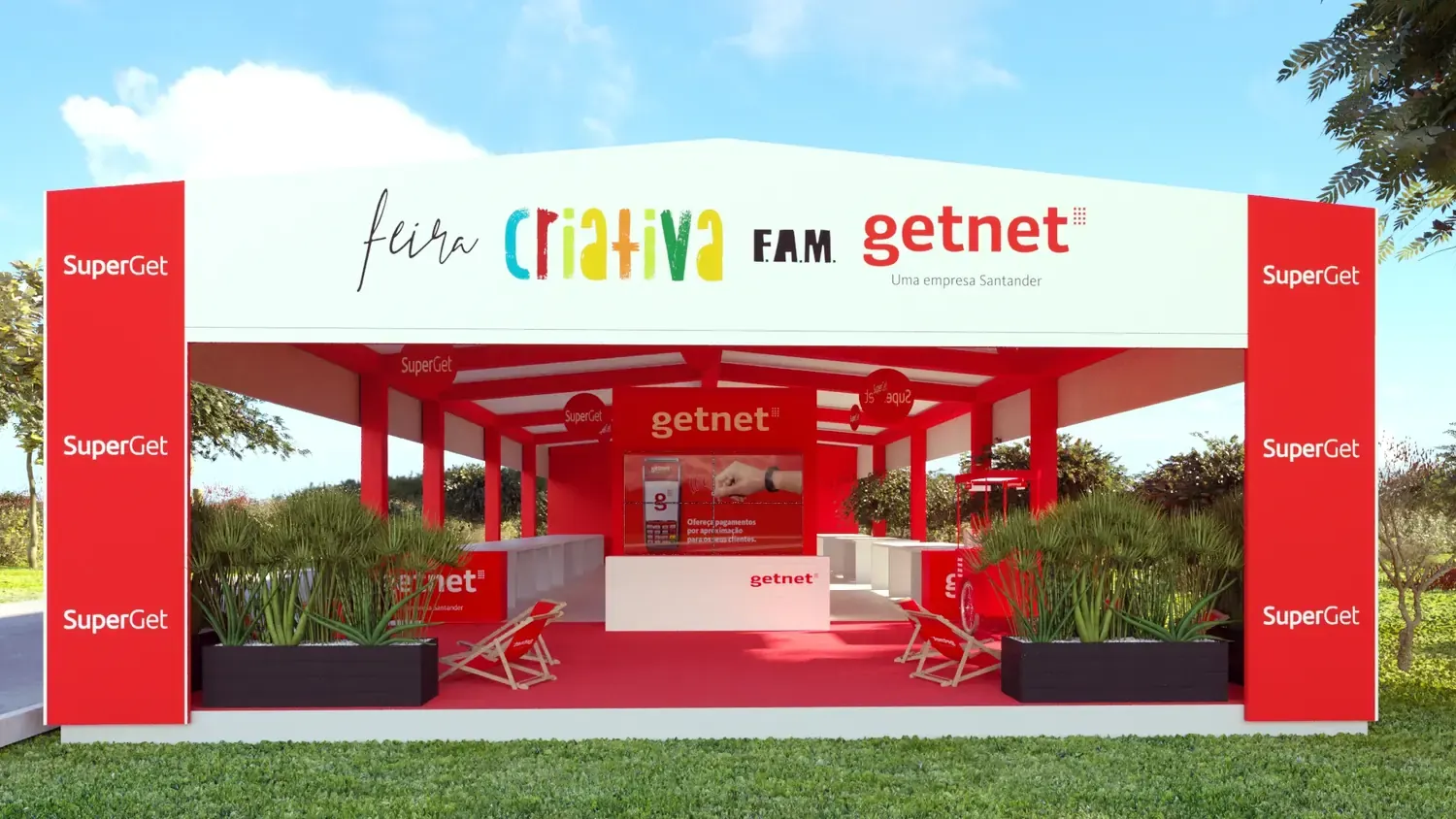 Getnet: pagamentos digitais em estande vermelho de aproximação - imagem 5