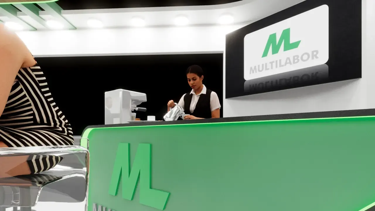 Multilabor: estande de saúde com balcão fluido e conversa profissional - imagem 3