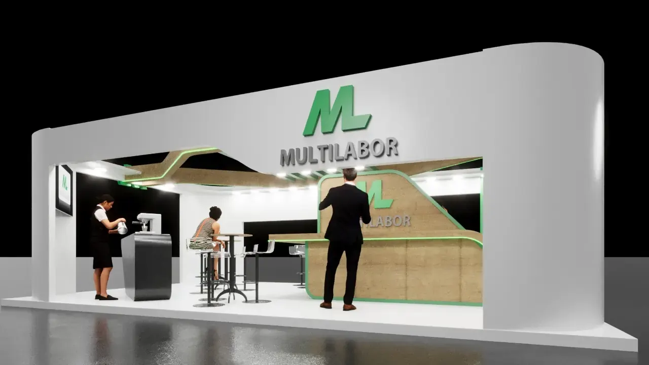 Multilabor: estande de saúde com balcão fluido e conversa profissional - imagem 5