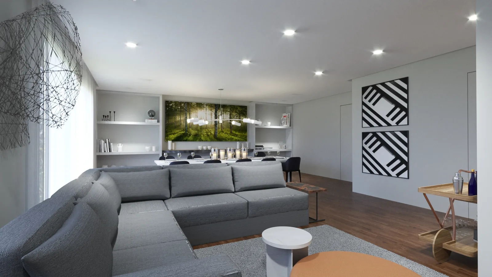 Apartamento: visualização residencial com luz de fim de tarde - imagem 2