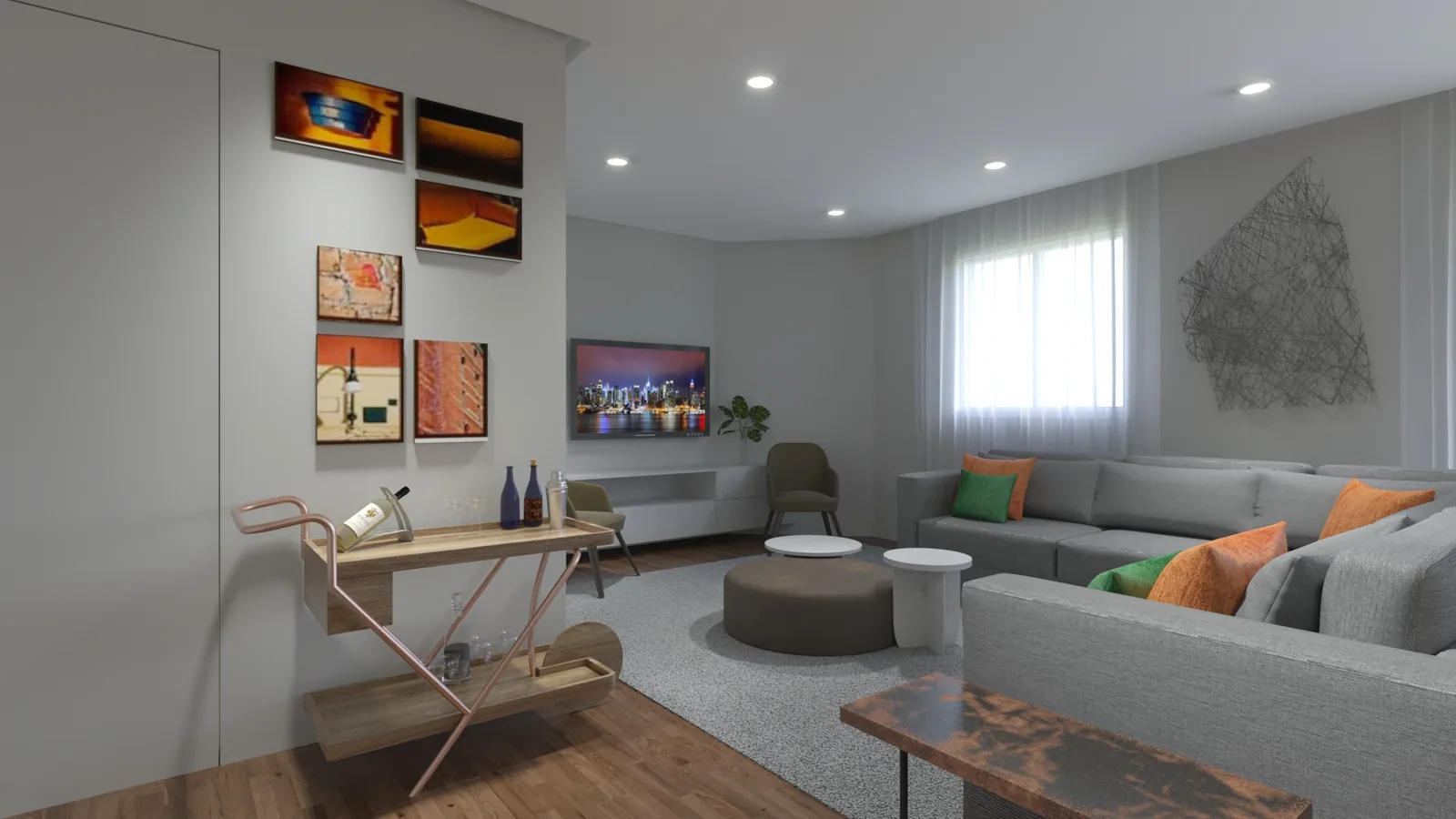 Apartamento: visualização residencial com luz de fim de tarde - imagem 4