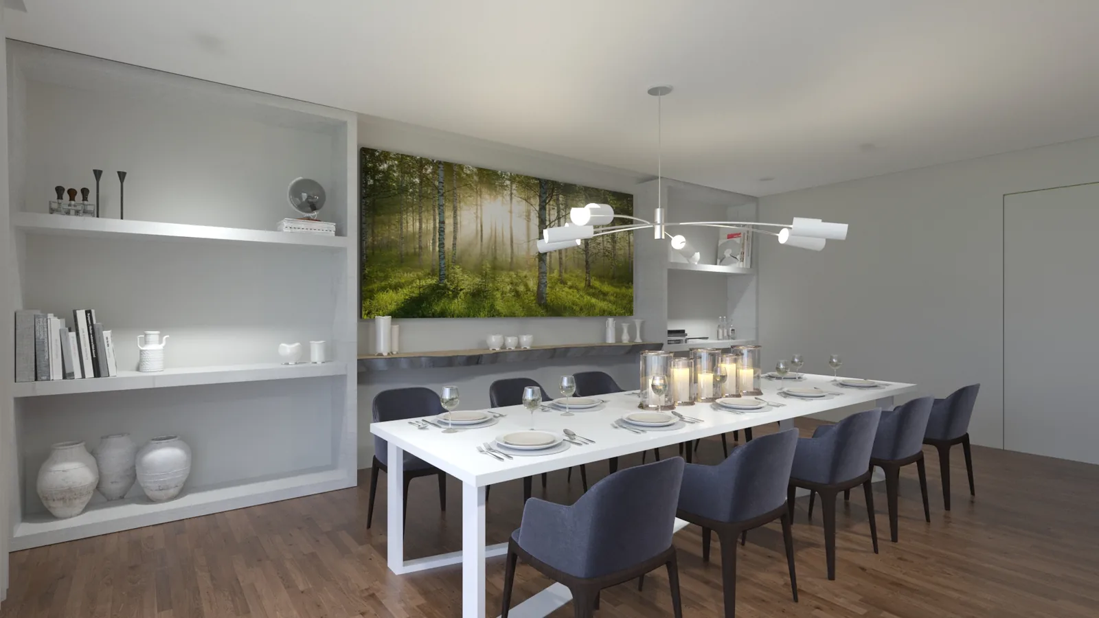 Apartamento: visualização residencial com luz de fim de tarde - imagem 5