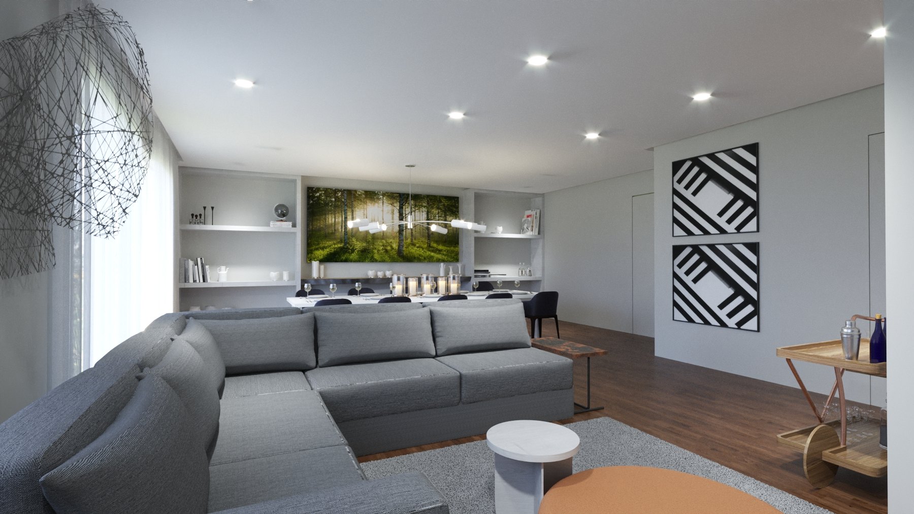 Apartamento: visualização residencial com luz de fim de tarde - imagem 11