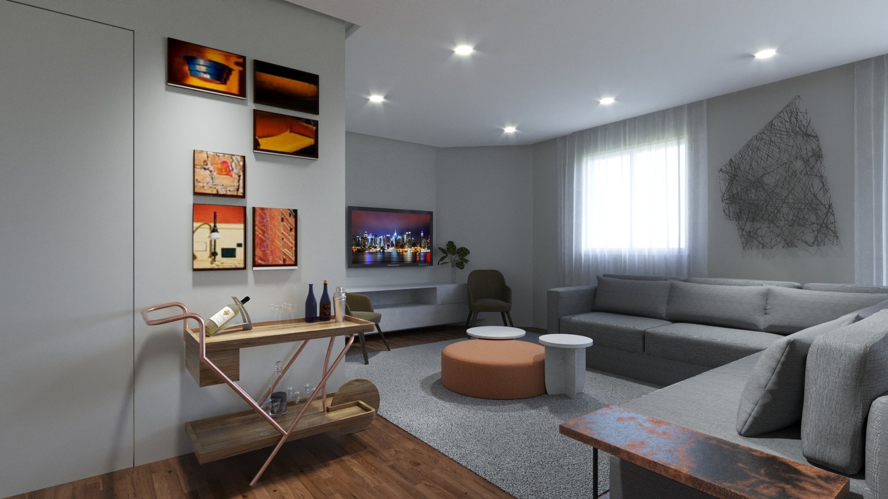 Apartamento: visualização residencial com luz de fim de tarde - imagem 12