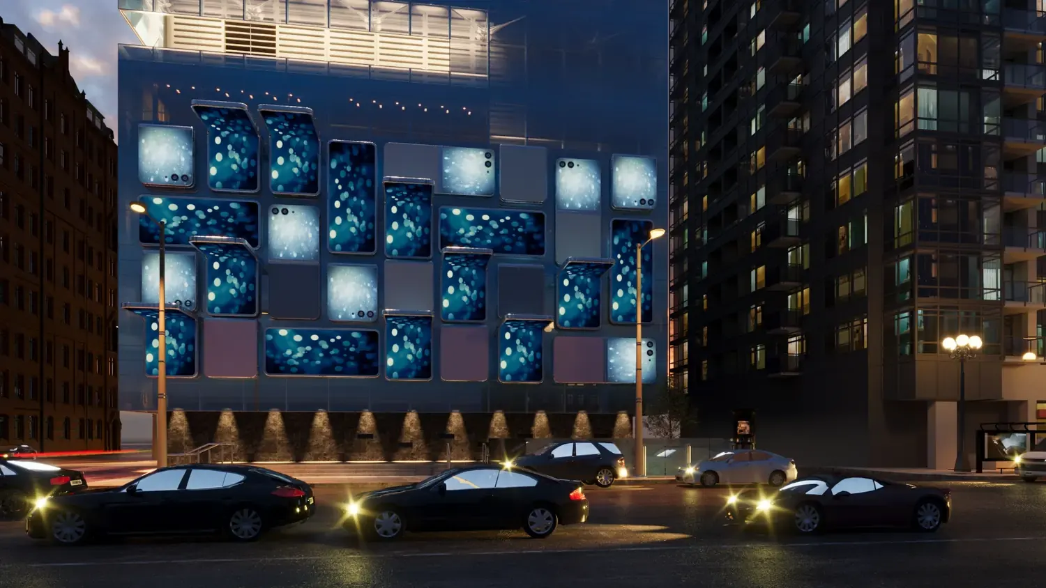 Samsung: fachada digital para transformar lançamento em cidade acesa