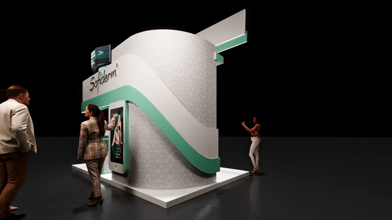 Aeskins Sofiderm: estética profissional em stand branco, curvo e luminoso - imagem 4