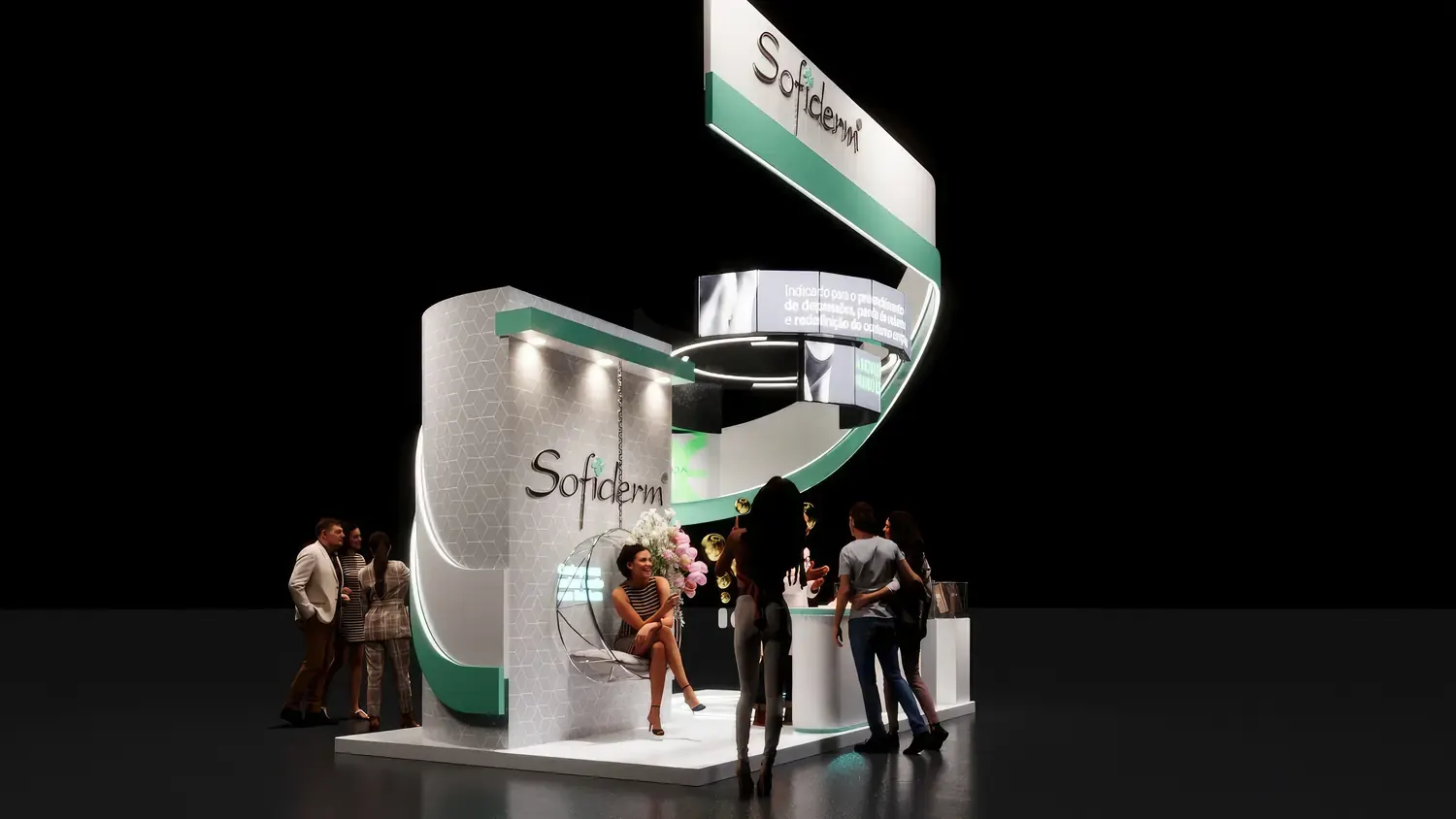 Aeskins Sofiderm: estética profissional em stand branco, curvo e luminoso - imagem 5