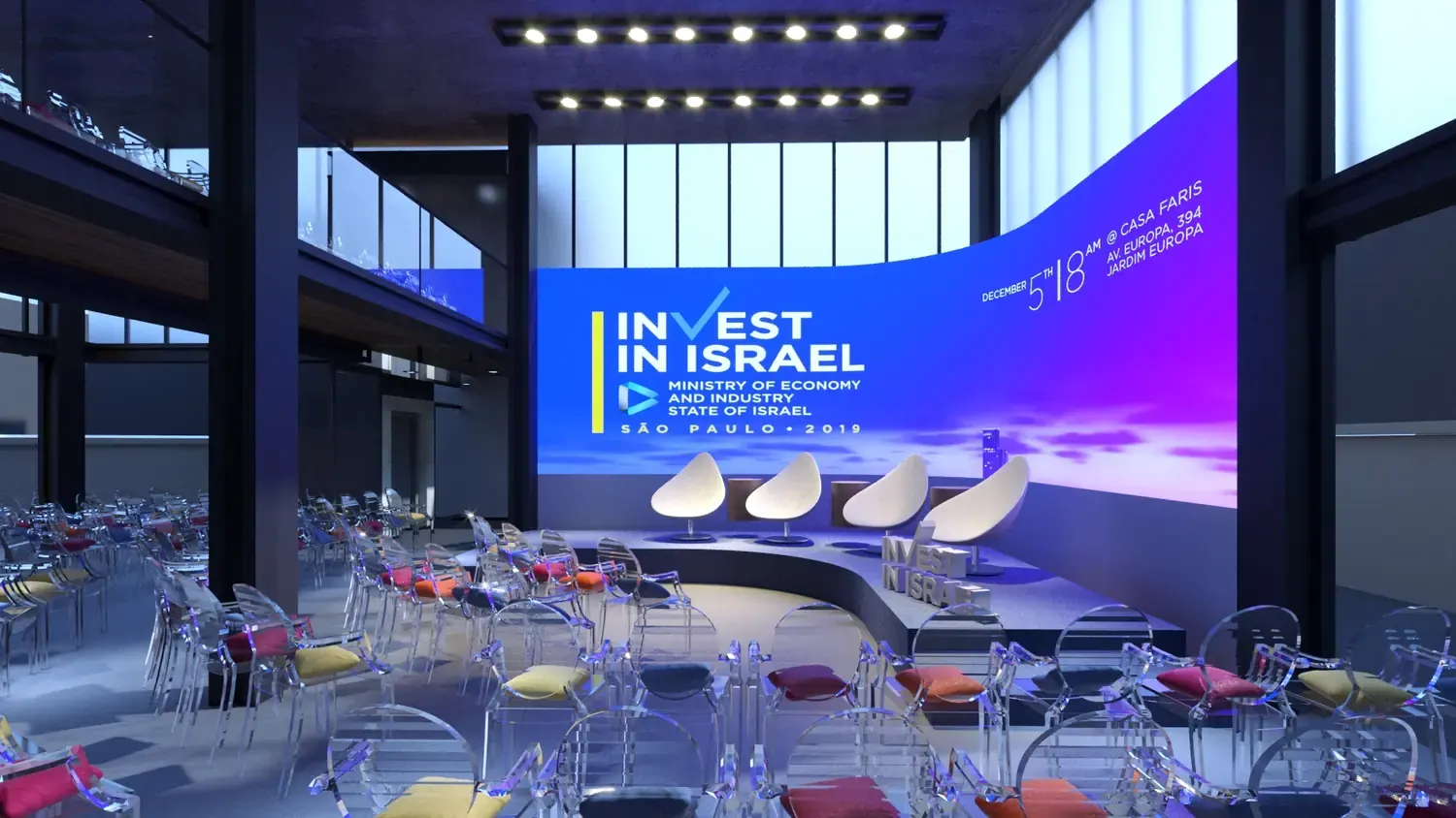 Consulado de Israel: recepção institucional com luz precisa - imagem 2