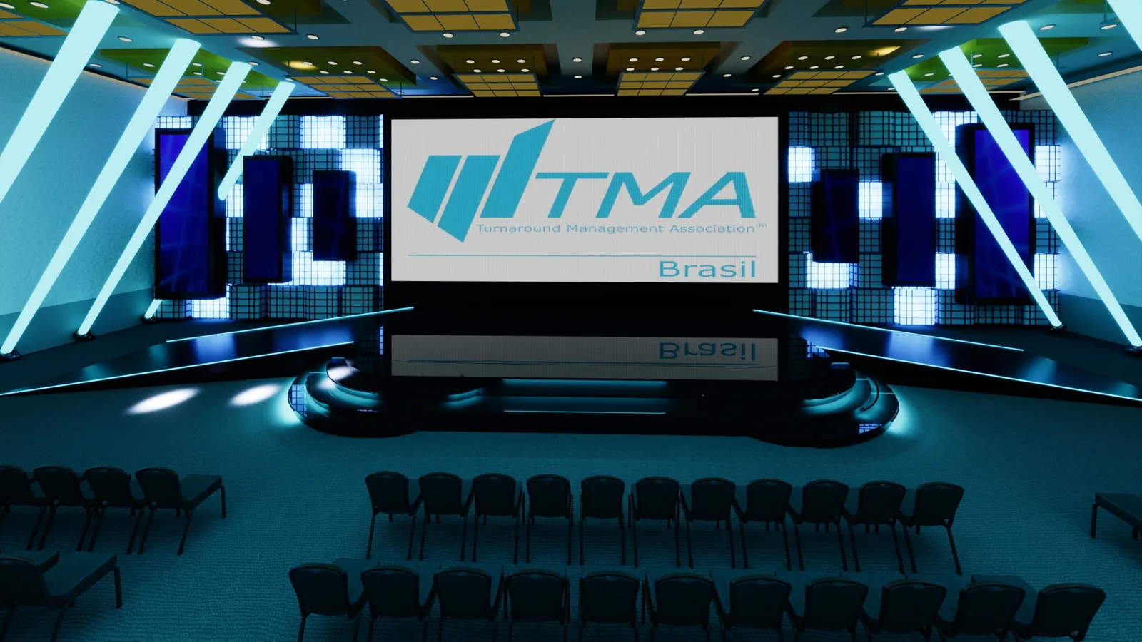Palco TMA com a Cast Cenografia: projeto para fazer a proposta ganhar corpo