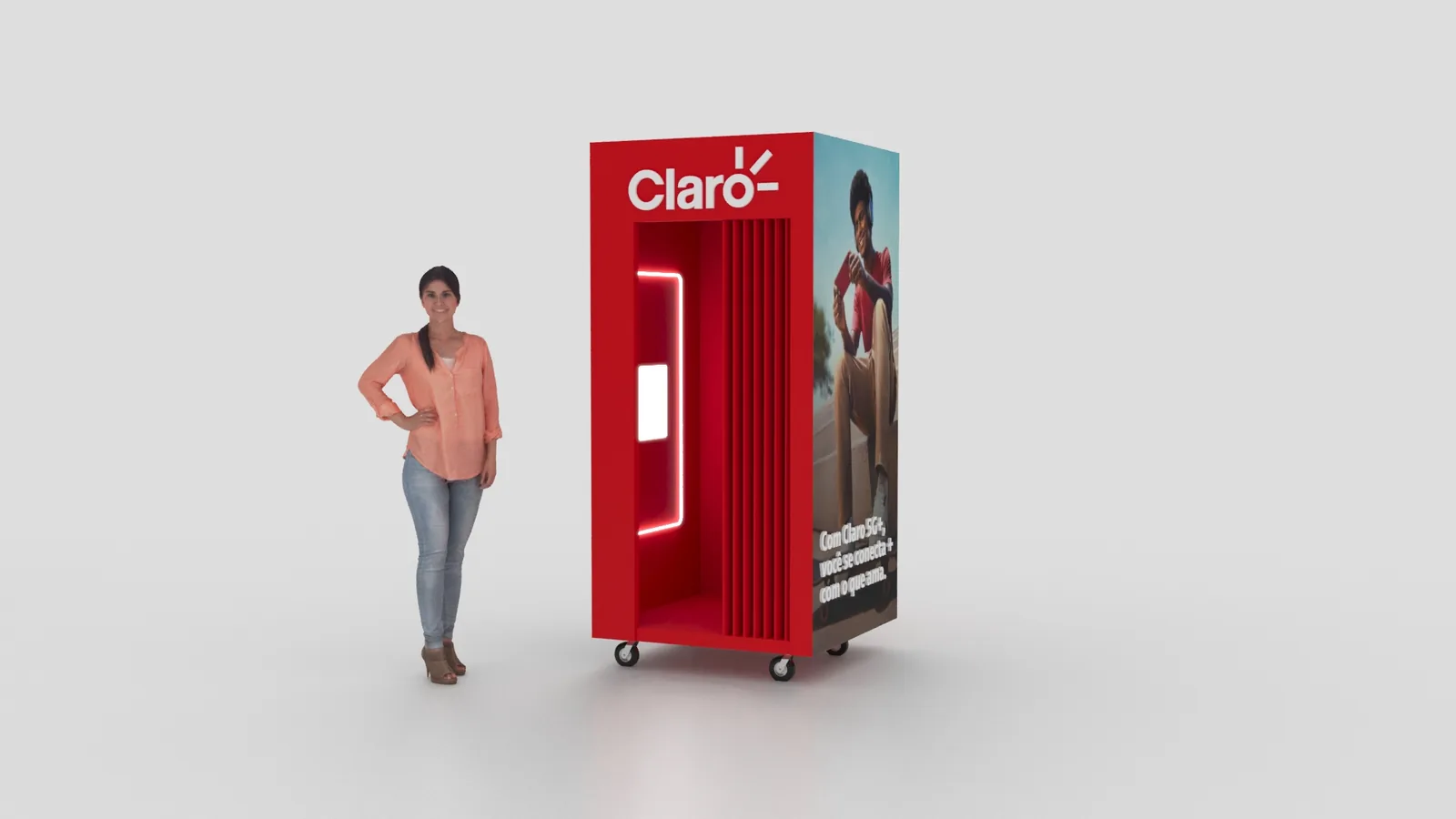 Claro cabine: imagem 3D e narrativa para defender melhor a ideia - imagem 3
