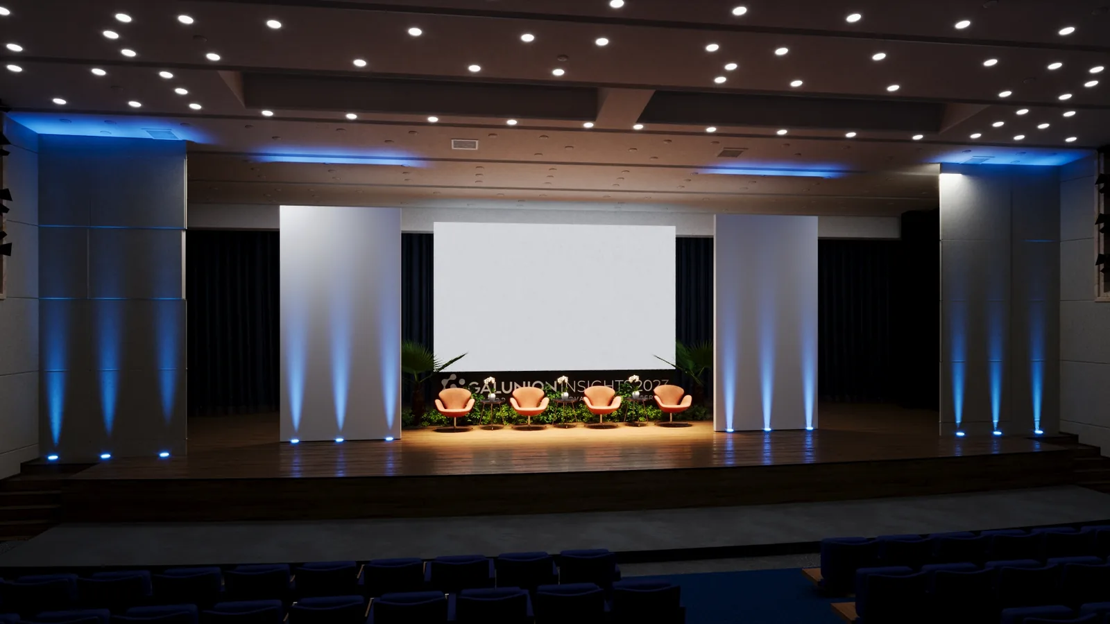 Auditorio 1: projeto cenográfico com presença, ritmo e clareza comercial - imagem 4