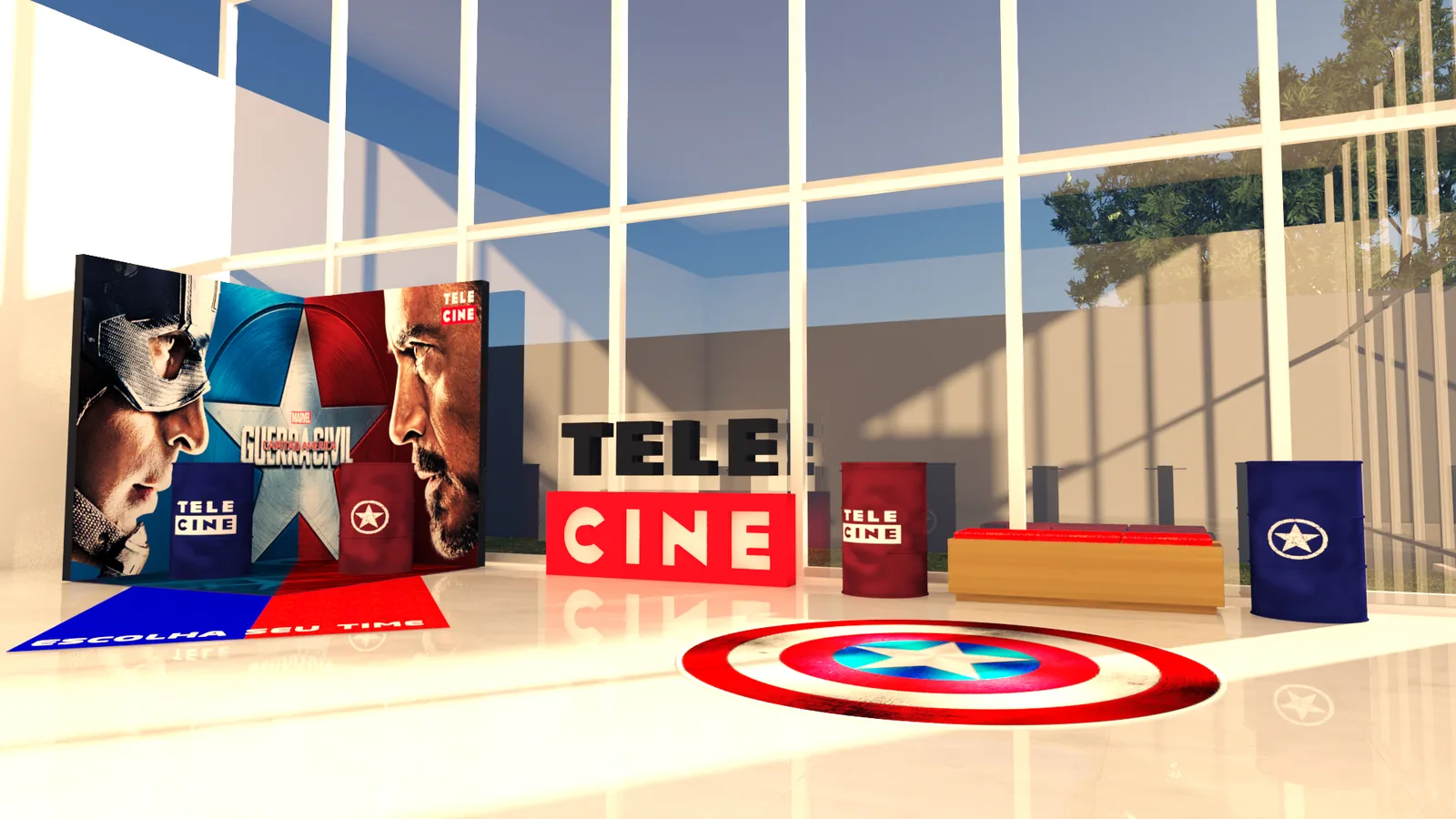 Telecine Civil War: projeto cenográfico com presença, narrativa e leitura comercial - imagem 3