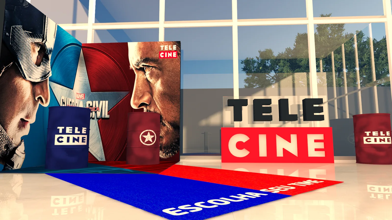 Telecine Civil War: projeto cenográfico com presença, narrativa e leitura comercial - imagem 4