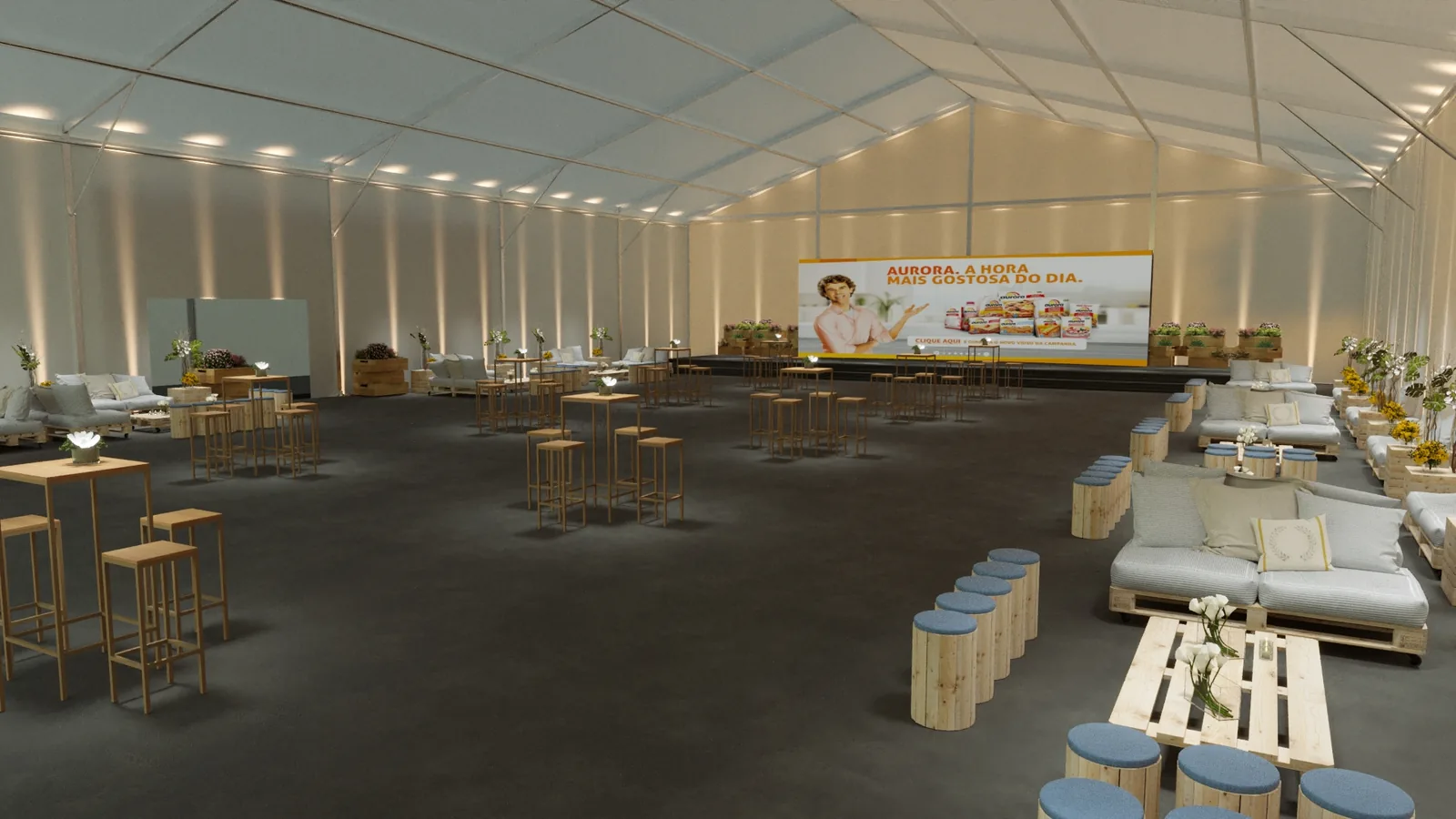 Aurora: projeto cenográfico com leitura premium e foco comercial